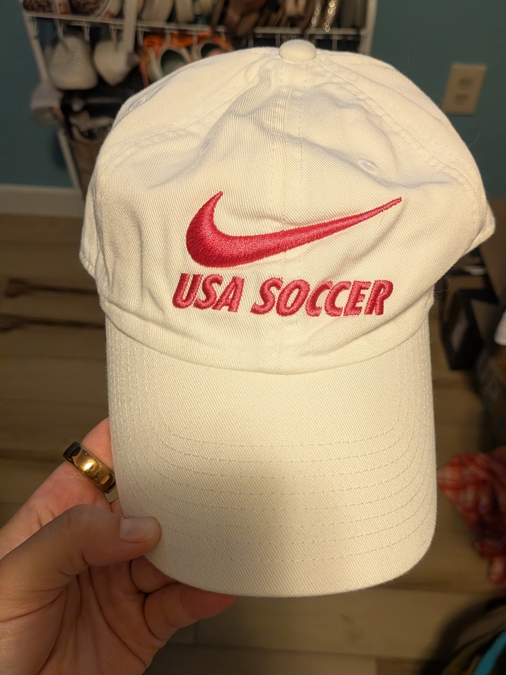 Nike Women's White USA Soccer Cap with Pink Embroidery